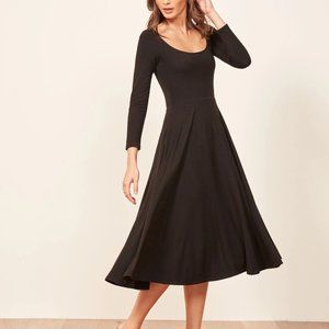 Reformation Lou Dress Black Size M Midi